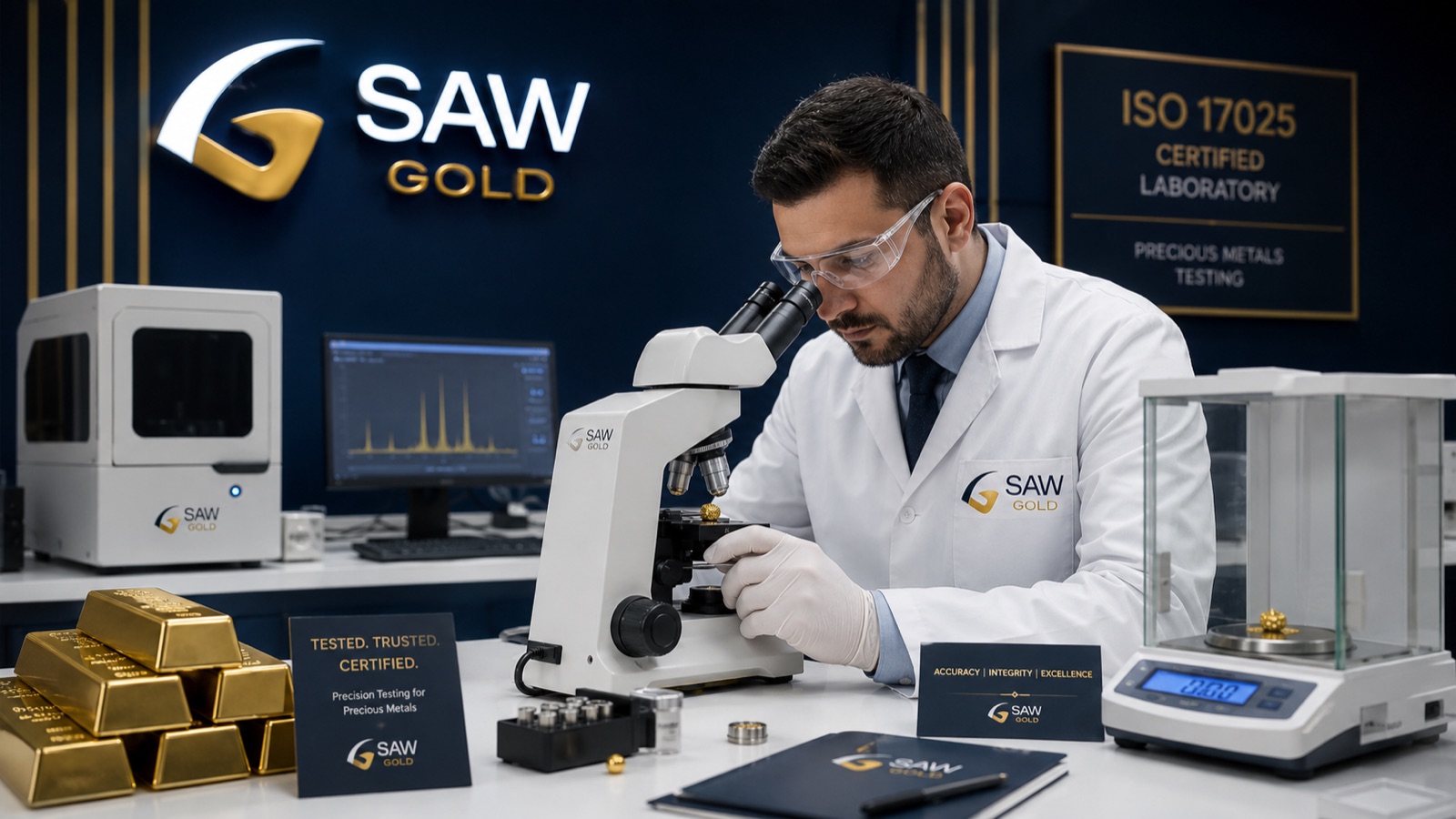 SAW GOLD laboratory technician microscope testing