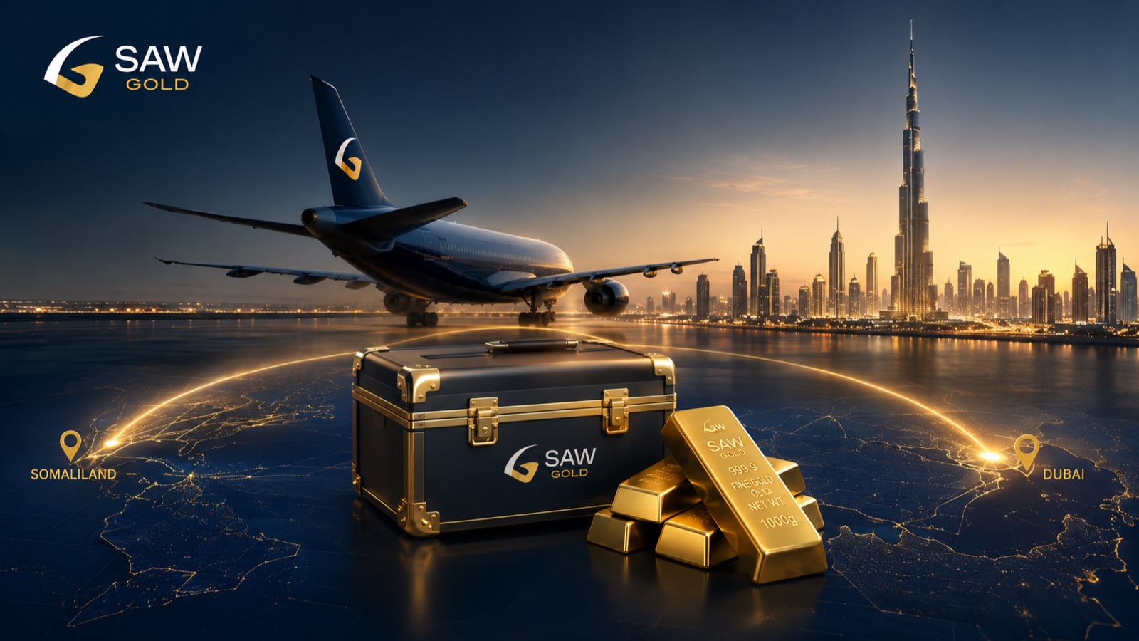 SAW GOLD airplane gold logistics Dubai